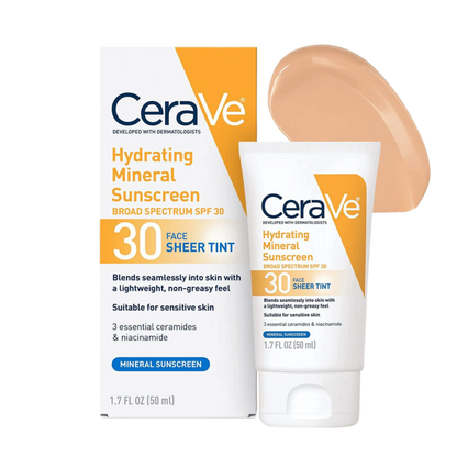 Cerave Hydrating Mineral Sunscreen SPF 30 Face Sheer Tint 50ml